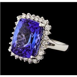 11.13 ctw Tanzanite Stone and Diamond Ring - 14KT White Gold