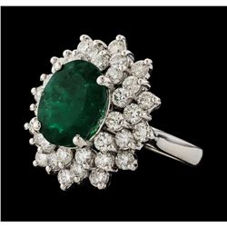 4.04 ctw Emerald and Diamond Ring - 14KT White Gold