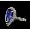 2.19 ctw Tanzanite and Diamond Ring - 14KT White Gold