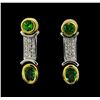 1.34 ctw Tsavorite and Diamond Earrings - 18KT Yellow and White Gold