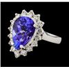 Image 1 : 4.52 ctw Tanzanite and Diamond Ring - 14KT White Gold