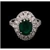 Image 2 : 2.65 ctw Emerald and Diamond Ring - 14KT White Gold