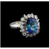 Image 1 : 5.42 ctw Tanzanite and Diamond Ring - 14KT White Gold