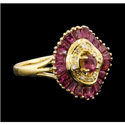 1.80 ctw Ruby and Diamond Ring - 18KT Yellow Gold