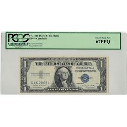 1935G PCGS SGN 67PPQ $1 No Motto Silver Certificate