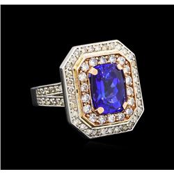 14KT Rose and White Gold 4.29 ctw Tanzanite and Diamond Ring