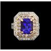 Image 2 : 14KT Rose and White Gold 4.29 ctw Tanzanite and Diamond Ring