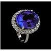 Image 4 : 14.20 ctw Tanzanite and Diamond Ring - 14KT White Gold