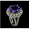Image 4 : 6.00 ctw Tanzanite and Diamond Ring - 14KT White Gold