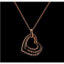 0.18 ctw Diamond Pendant With Chain - 14KT Rose Gold