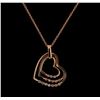 Image 1 : 0.18 ctw Diamond Pendant With Chain - 14KT Rose Gold