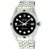 Image 1 : Rolex Stainless Steel Black Diamond and Emerald DateJust Men's Watch