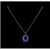Image 2 : GIA Cert 28.43 ctw Tanzanite and Diamond Pendant With Chain - 14KT White Gold
