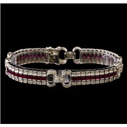 7.25 ctw Ruby and Diamond Bracelet - 14KT White Gold