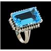 Image 4 : 19.91 ctw Blue Topaz and Diamond Ring - Platinum