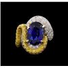 Image 2 : 8.16 ctw Sapphire and Diamond Ring - 18KT White Gold