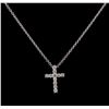 Image 1 : 0.30 ctw Diamond Cross Pendant With Chain - 14KT White Gold
