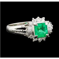 0.58 ctw Emerald and Diamond Ring - Platinum