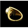 Image 3 : Pearl and Diamond Ring - 14KT Yellow Gold