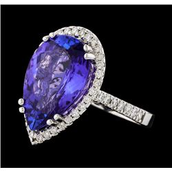 GIA Cert 8.25 ctw Tanzanite and Diamond Ring - 14KT White Gold