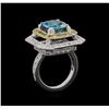 Image 4 : 6.25 ctw Blue Zircon and Diamond Ring - 18KT White Gold