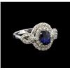 Image 1 : 14KT White Gold 1.02 ctw Sapphire and Diamond Ring