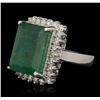 Image 1 : 14.32 ctw Emerald and Diamond Ring - 14KT White Gold