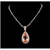 Image 1 : 14KT Rose Gold GIA Certified 42.02 ctw Morganite and Diamond Pendant With Chain