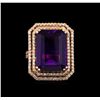 Image 2 : 14KT Rose Gold 14.36 ctw Amethyst and Diamond Ring