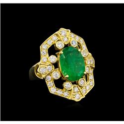 14KT Yellow Gold 2.85 ctw Emerald and Diamond Ring