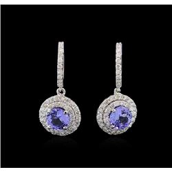 14KT White Gold 2.83 ctw Tanzanite and Diamond Earrings