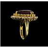 Image 4 : 9.50 ctw Garnet and Diamond Ring - 18KT Two-Tone Gold