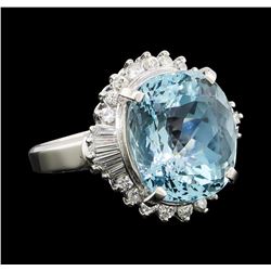 9.66 ctw Aquamarine and Diamond Ring - Platinum