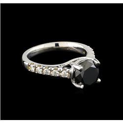 3.09 ctw Black Diamond Ring - 14KT White Gold