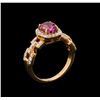 Image 4 : 1.93 ctw Padparadscha and Diamond Ring - 18KT Rose Gold