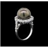 Image 4 : Pearl and Diamond Ring - 14KT White Gold