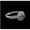 Image 1 : 1.33 ctw Tanzanite and Diamond Ring - 14KT White Gold