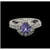 Image 2 : 1.33 ctw Tanzanite and Diamond Ring - 14KT White Gold