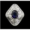 Image 2 : 3.21 ctw Sapphire and Diamond Ring - Platinum