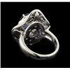 Image 3 : 3.21 ctw Sapphire and Diamond Ring - Platinum