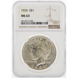 1924 NGC MS63 Peace Silver Dollar