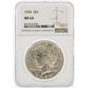 Image 1 : 1924 NGC MS63 Peace Silver Dollar