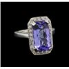 Image 1 : 6.32 ctw Tanzanite and Diamond Ring - 14KT White Gold