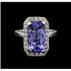 Image 2 : 6.32 ctw Tanzanite and Diamond Ring - 14KT White Gold