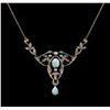 Image 2 : 1.43 ctw Opal and Diamond Necklace - 18KT Yellow Gold