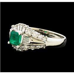 0.43 ctw Emerald and Diamond Ring - Platinum