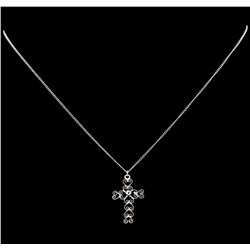 14KT White Gold Heart Link Cross Pendant With Chain