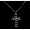 Image 2 : 14KT White Gold Heart Link Cross Pendant With Chain