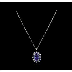 16.62 ctw Tanzanite Pendant With Chain - 14KT White Gold