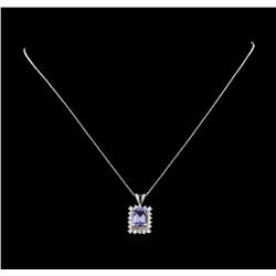 14KT White Gold 1.89 ctw Tanzanite and Diamond Pendant With Chain